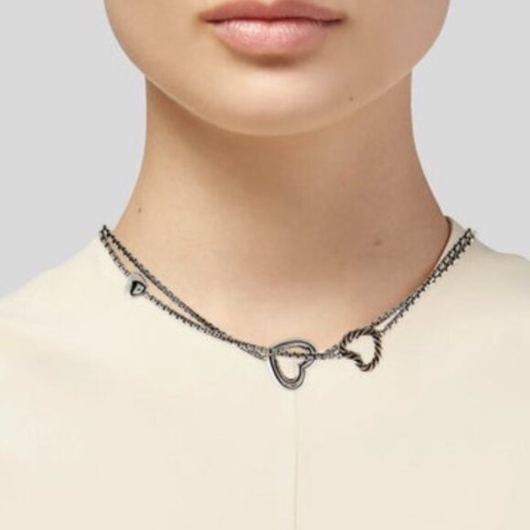 DAVID YURMAN STERLING SILVER 925 LONG HEART STATION TOGGLE CLASP NECKLACE - Picture 7 of 8